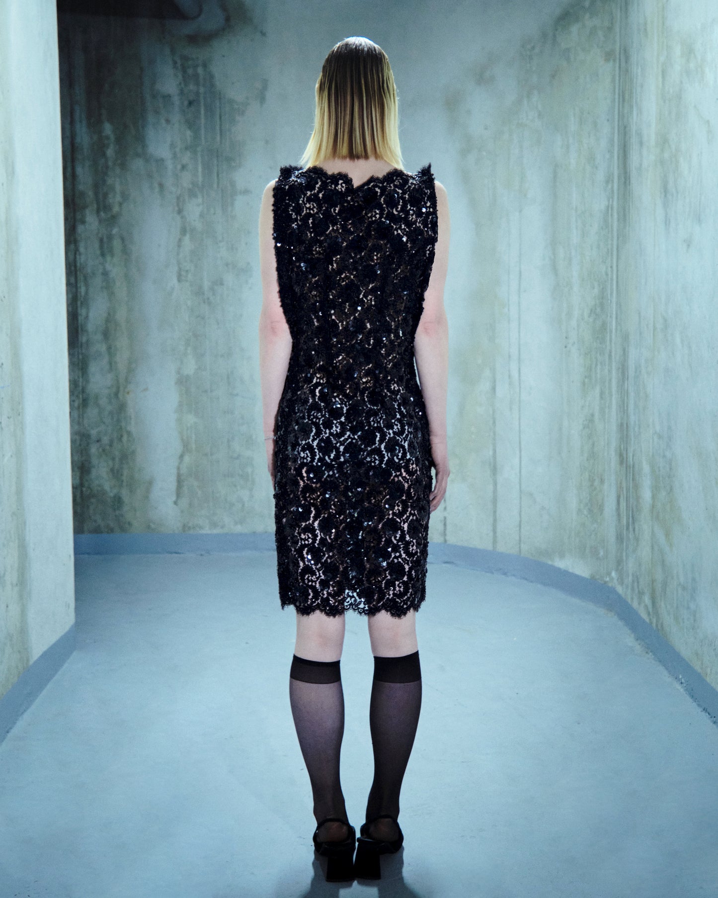 Sequin-embroidered short dress