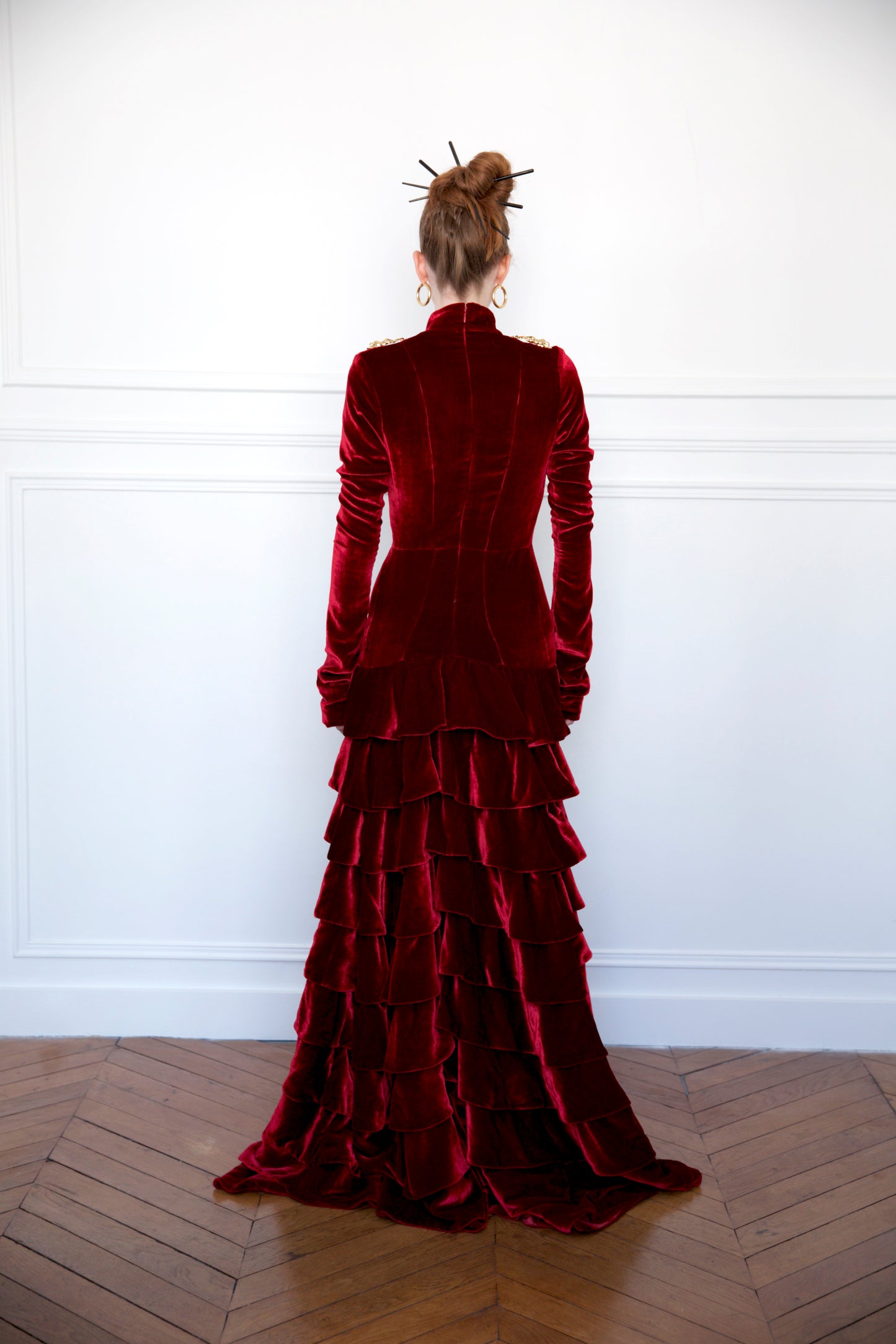 Velvet dress with ruffles