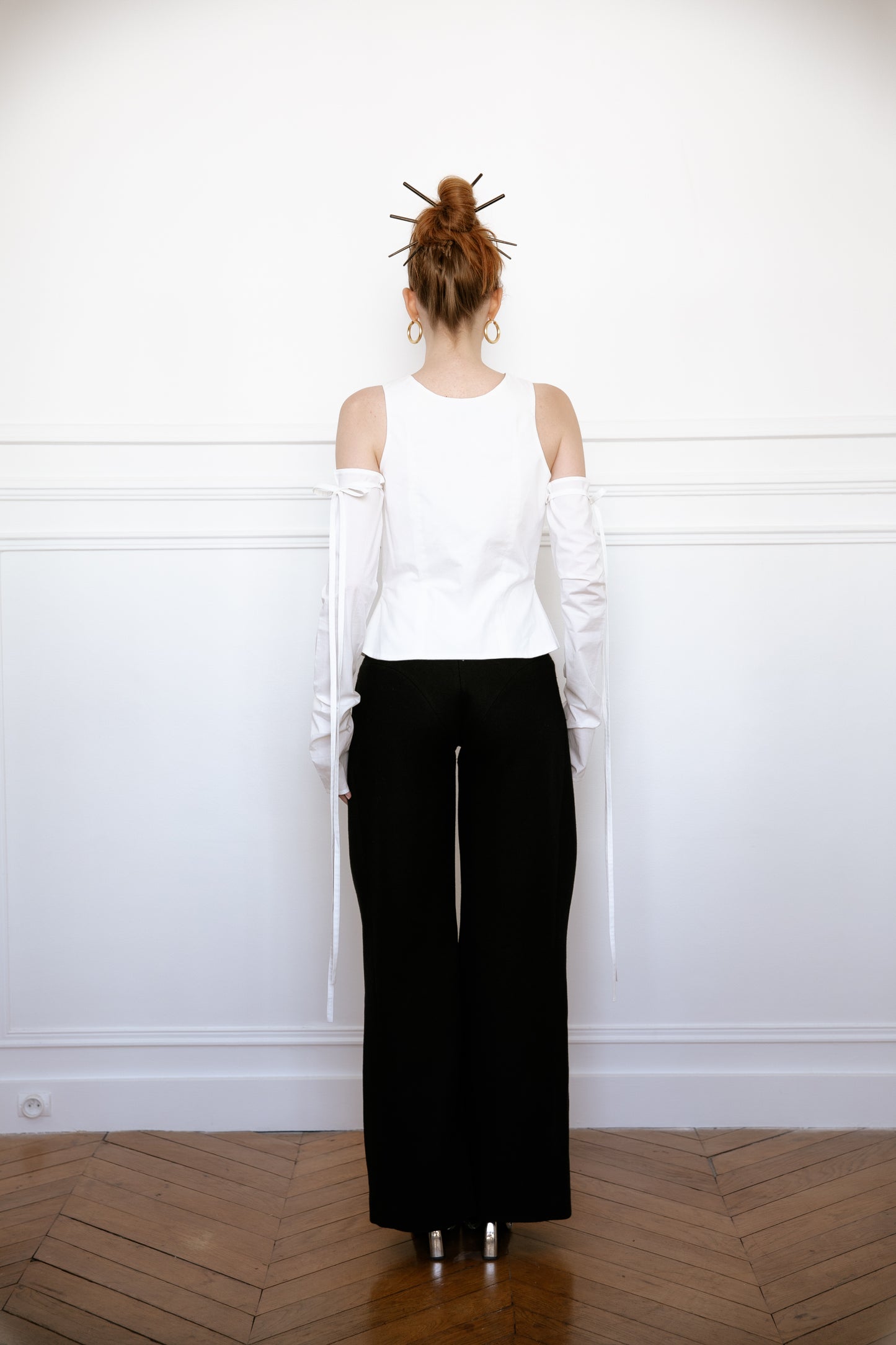 Anselin Louis Cotton couture tank top with unattached sleeves