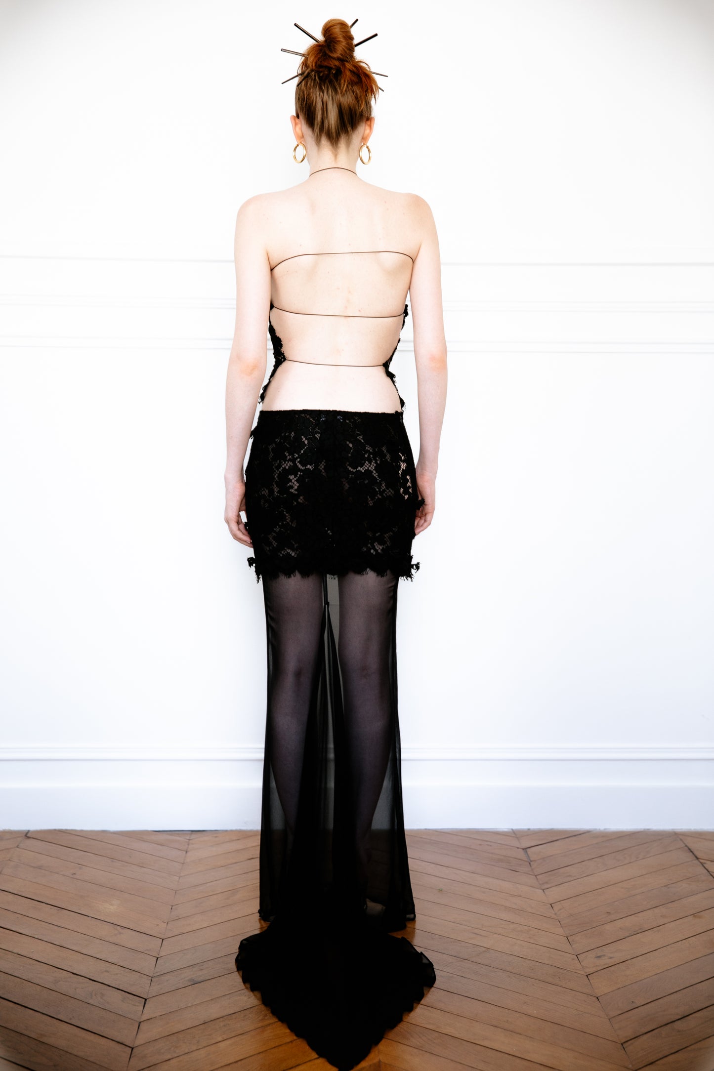 Anselin Louis Lace skirt in black
