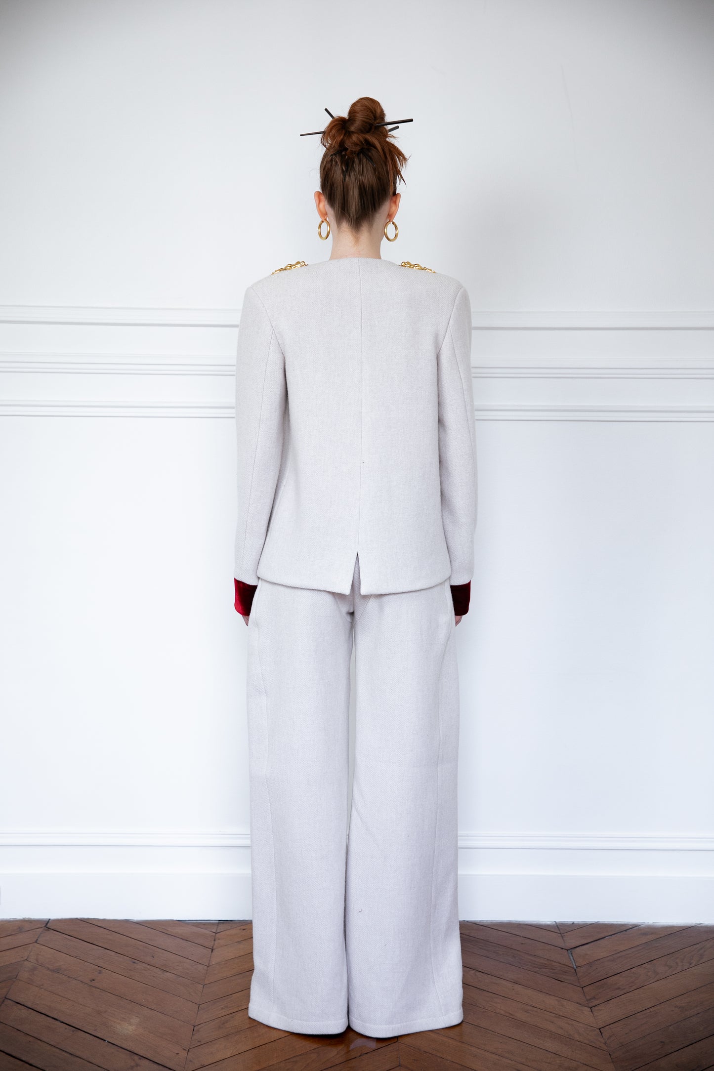 Anselin Louis Wool and cashmere jacket in grey with Astrea shoulder pads