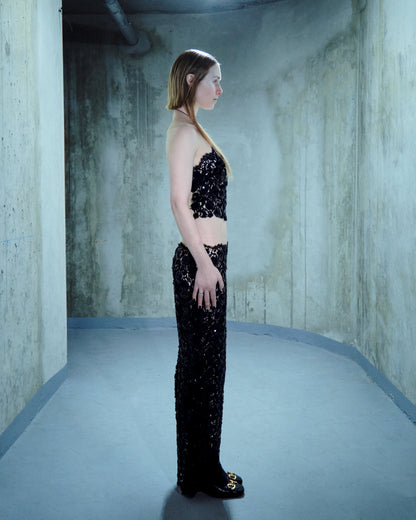 Sequin-embroidered lace skirt